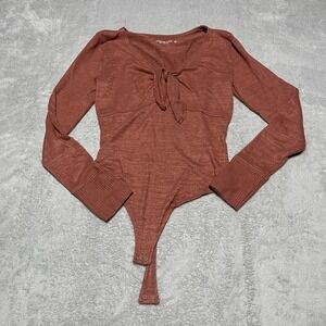 Abercrombie & Fitch Bodysuit Womens Small Long Sleeve Twist Tie Front Soft‎ Cozy